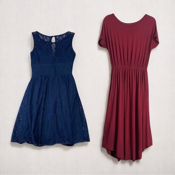 Navy and Burgundy Dresses Set - Dress Bundle - Picture 1 of 13